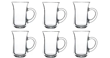 Baba Cart Tea/Coffee Cups Glass Mugs, Transparent, 150 ml (Set of 6)-thumb3