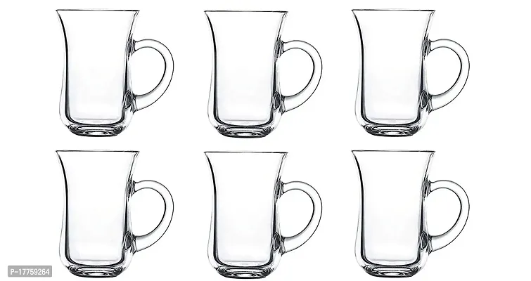 Baba Cart Tea/Coffee Cups Glass Mugs, Transparent, 150 ml (Set of 6)-thumb4