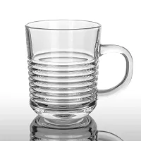 Baba Cart Tea/Coffee Cups Glass Mugs, Transparent, 220 ml (Set of 6) (Ring Tea Mug)-thumb1