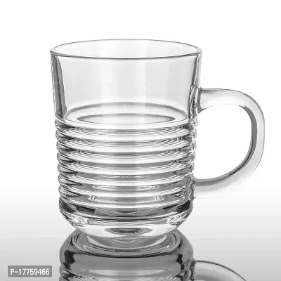 Baba Cart Tea/Coffee Cups Glass Mugs, Transparent, 220 ml (Set of 6) (Ring Tea Mug)-thumb2