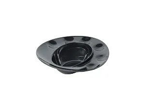 SAAIKEE 6 Slots Pani Puri GOL Gappa Plate/Bhel Plate/Chat Plate/Appetizer Plate Made of Food-Grade Melamine for Special Snacks Serving Utility Kitchen - Set of 1 Black-thumb1