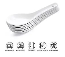 Saaikee Soup or Desert Spoons for Kitchen  Dining Table Microwave Safe Ceramic White (Pack of 6)-thumb1