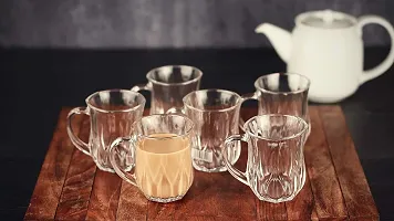 Baba Cart Tea/Coffee Cups Glass Mugs, Transparent, 145 ml (Set of 6) (Aqua Tea Mug)-thumb3