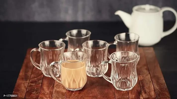 Baba Cart Tea/Coffee Cups Glass Mugs, Transparent, 145 ml (Set of 6) (Aqua Tea Mug)-thumb4