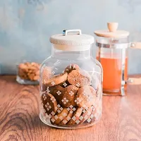 Saaikee Glass Jar Container with Airtight Lid or Cap to Store Cookies Sugar Spices Multipurpose Use Transparent 1600 ML (Piece Of 1)-thumb1