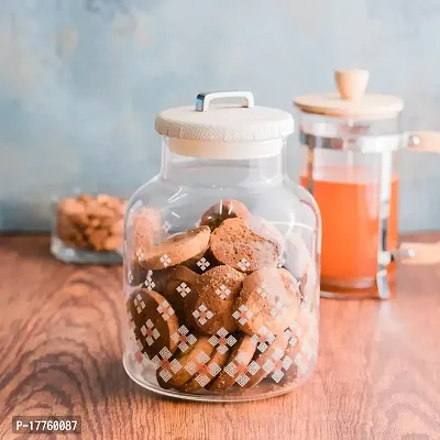 Saaikee Glass Jar Container with Airtight Lid or Cap to Store Cookies Sugar Spices Multipurpose Use Transparent 1600 ML (Piece Of 1)-thumb2