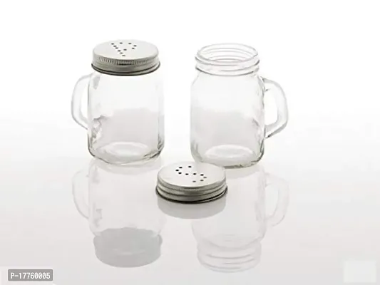 Saaikee Salt and Pepper Set for Dining Table Glass with Handle Masala Dabbi Dispenser Shaker Container Sprinkler Kitchen Namak Dani Condiment Set 125 ML (Set of 2)-thumb3