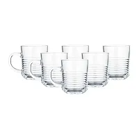 Baba Cart Tea/Coffee Cups Glass Mugs, Transparent, 220 ml (Set of 6) (Ring Tea Mug)-thumb2