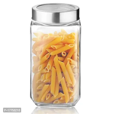 Treo by Milton Cube Storage Glass Jar, 2250 ml, Transparent | Storage Jar | Modular | Kitchen Organizer | Modular | Multipurpose Jar | BPA Free