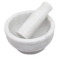 BabaCart Marble Mortar and Pestle Set for Grinding Small Spices and Medicines (3-inch, White)-thumb2