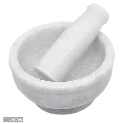 BabaCart Marble Mortar and Pestle Set for Grinding Small Spices and Medicines (3-inch, White)-thumb3