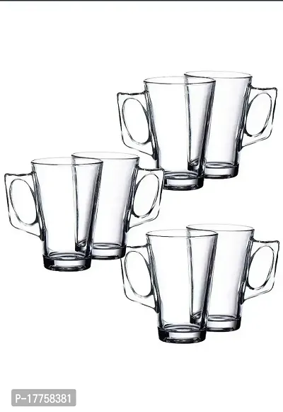 Saaikee Coffee Glass Mugs Transparent, 230 ml, Set of 6 Pcs Imported Glasses-thumb3