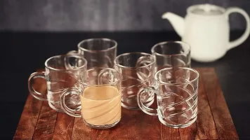 Baba Cart Tea/Coffee Cups Glass Mugs, Transparent, 220 ml (Set of 6) (Cross Tea Mug)-thumb4