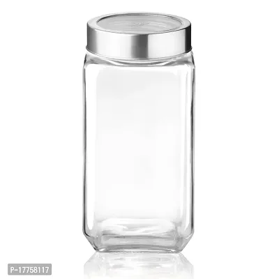 Treo By Milton Cube Storage Glass Jar, 1000 ml, 1 Piece, Transparent | BPA Free | Storage Jar | Kitchen Organizer Modular | Multipurpose Jar-thumb2
