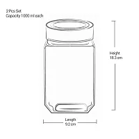 Treo By Milton Cube Storage Glass Jar, Set of 2, 1000 ml Each, Transparent | BPA Free | Storage Jar | Kitchen Organizer Modular | Multipurpose Jar-thumb4