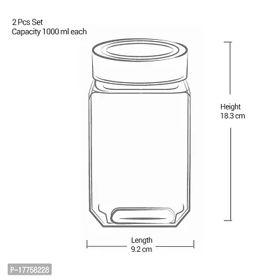 Treo By Milton Cube Storage Glass Jar, Set of 2, 1000 ml Each, Transparent | BPA Free | Storage Jar | Kitchen Organizer Modular | Multipurpose Jar-thumb5