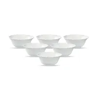 Diva From La Opala, Classique Collection, Opal Glass Vegetable Bowl Set 6 pcs, Plain White, White-thumb3