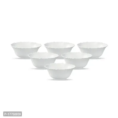 Diva From La Opala, Classique Collection, Opal Glass Vegetable Bowl Set 6 pcs, Plain White, White-thumb4