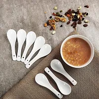 Saaikee Soup or Desert Spoons for Kitchen  Dining Table Microwave Safe Ceramic White (Pack of 6)-thumb3