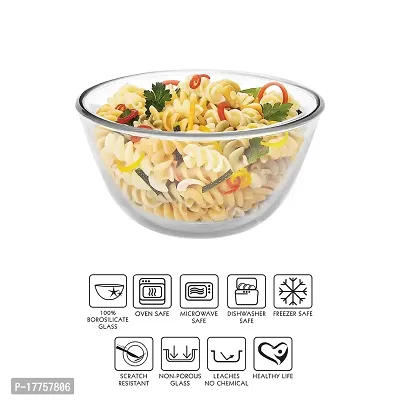 Cello Ornella Toughened Glass Microwave Safe Mixing Bowls - Set of 2 (Clear, 500ml, 1000ml)-thumb5