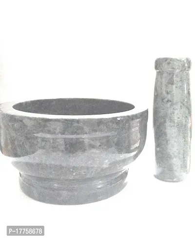 Saaikee Marble Mortar and Pestle Set for Grinding Small Spices,Medicines Kharal Amam Dasta Okhli (4-inch, Green)-thumb3