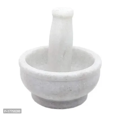 BabaCart Marble Mortar and Pestle Set for Grinding Small Spices and Medicines (3-inch, White)-thumb0