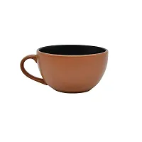 Saaikee Tea  Coffee Cups or Mugs for Kitchen to Serve Cappuccino Hot Cold Beverages Bone China 300 ML (Brown) Set of 1-thumb1