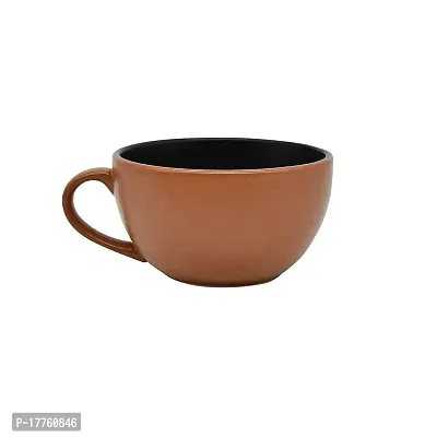 Saaikee Tea  Coffee Cups or Mugs for Kitchen to Serve Cappuccino Hot Cold Beverages Bone China 300 ML (Brown) Set of 1-thumb2