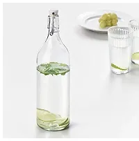 Saaikee Water Glass Bottles Transparent Crystal Clear Round Shape Set of 1 (1LTR)-thumb1