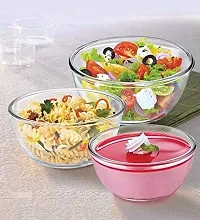 Treo Borosilicate Glass Solid Mixing Bowl - 500 ml, Set of 2, Transparent-thumb1