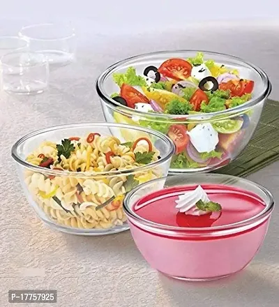 Treo Borosilicate Glass Solid Mixing Bowl - 500 ml, Set of 2, Transparent-thumb2