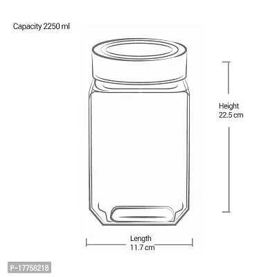 Treo by Milton Cube Storage Glass Jar, 2250 ml, Transparent | Storage Jar | Modular | Kitchen Organizer | Modular | Multipurpose Jar | BPA Free-thumb5