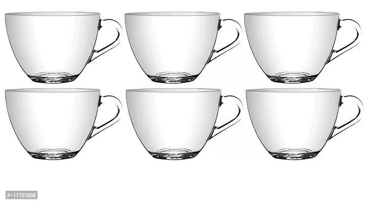 Baba Cart Tea Coffee Cups Round Shape Glass Mugs, 175 ml, Multicolour -Set of 6