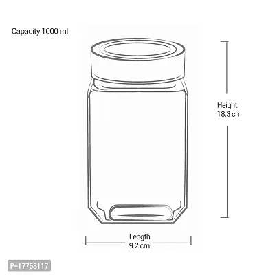 Treo By Milton Cube Storage Glass Jar, 1000 ml, 1 Piece, Transparent | BPA Free | Storage Jar | Kitchen Organizer Modular | Multipurpose Jar-thumb5