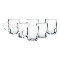 Baba Cart Tea/Coffee Cups Glass Mugs, Transparent, 210 ml (Set of 6) (Crown Tea Mug)-thumb2