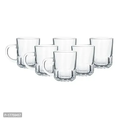 Baba Cart Tea/Coffee Cups Glass Mugs, Transparent, 210 ml (Set of 6) (Crown Tea Mug)-thumb3