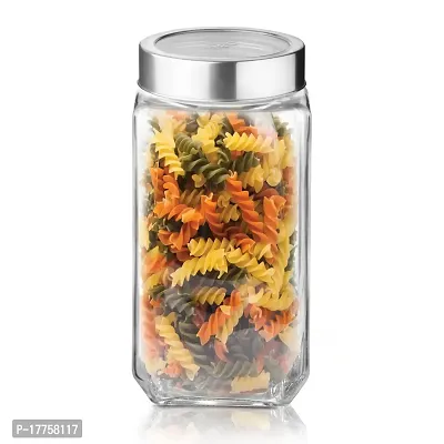 Treo By Milton Cube Storage Glass Jar, 1000 ml, 1 Piece, Transparent | BPA Free | Storage Jar | Kitchen Organizer Modular | Multipurpose Jar-thumb0