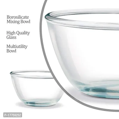 TREO Glass Solid Mixing Bowl - 1500ml, 1 Piece, Transparent-thumb4