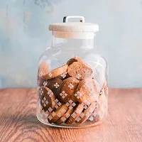 Saaikee Glass Jar Container with Airtight Lid or Cap to Store Cookies Sugar Spices Multipurpose Use Transparent 1600 ML (Piece Of 1)-thumb2