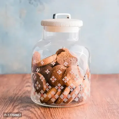 Saaikee Glass Jar Container with Airtight Lid or Cap to Store Cookies Sugar Spices Multipurpose Use Transparent 1600 ML (Piece Of 1)-thumb3