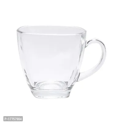 Baba Cart Tea Coffee Cups Square Shape Cups, 175ml (Set of 6) Transparent-thumb3