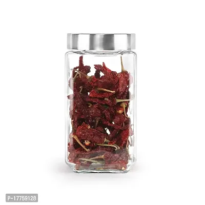 Cello Qube Fresh Glass Storage Jar, Air Tight, See-Through Lid, Clear, 1000 ml-thumb2