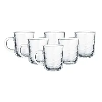 Baba Cart Tea/Coffee Cups Glass Mugs, Transparent, 220 ml (Set of 6) (Cross Tea Mug)-thumb2