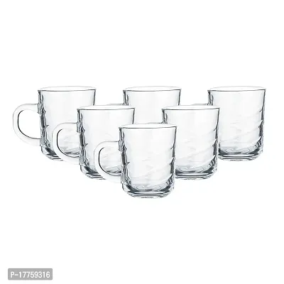 Baba Cart Tea/Coffee Cups Glass Mugs, Transparent, 220 ml (Set of 6) (Cross Tea Mug)-thumb3