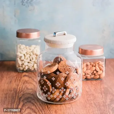 Saaikee Glass Jar Container with Airtight Lid or Cap to Store Cookies Sugar Spices Multipurpose Use Transparent 1600 ML (Piece Of 1)-thumb4