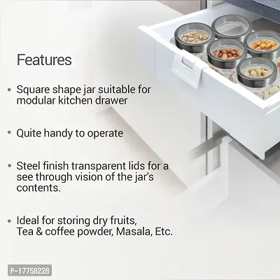 Treo By Milton Cube Storage Glass Jar, Set of 2, 1000 ml Each, Transparent | BPA Free | Storage Jar | Kitchen Organizer Modular | Multipurpose Jar-thumb4