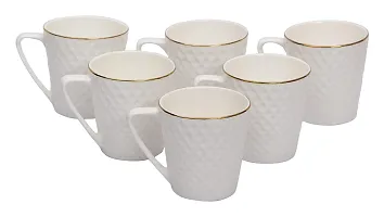 BP Bharat Bone China Coffee Mug - 6 Pieces, White, 140 ml-thumb1