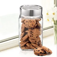 Treo By Milton Cube Storage Glass Jar, Set of 2, 1000 ml Each, Transparent | BPA Free | Storage Jar | Kitchen Organizer Modular | Multipurpose Jar-thumb2