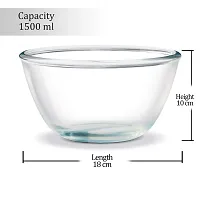 TREO Glass Solid Mixing Bowl - 1500ml, 1 Piece, Transparent-thumb4