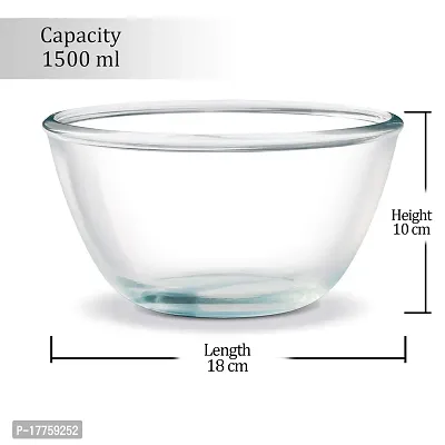 TREO Glass Solid Mixing Bowl - 1500ml, 1 Piece, Transparent-thumb5